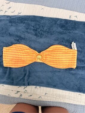 Dippin' Daisy's Orange and Yellow Textured Bandeau Bikini Top with Shell Detail